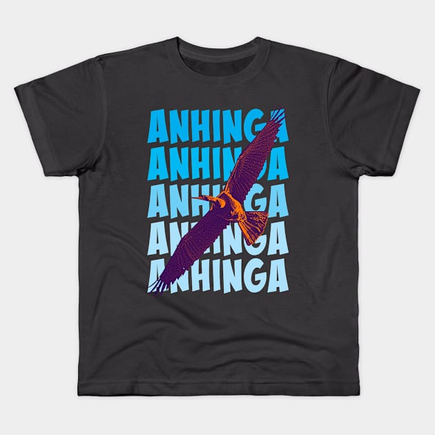 Anhinga in flight Kids T-Shirt by Ripples of Time